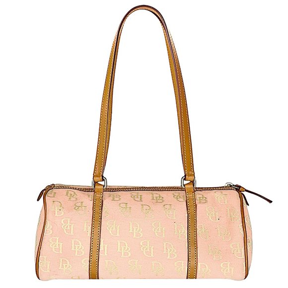 Dooney & Bourke Handbags - Dooney & Bourke Signature Monogram Canvas Barrel Bag in Blush